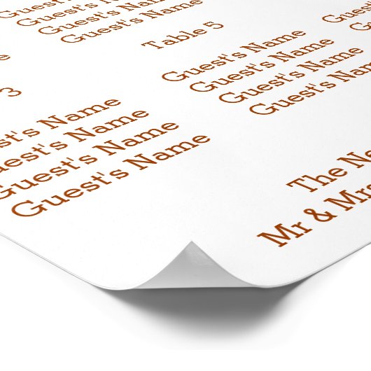 Herfstontwerp Huwelijkszitschema Poster (Hoek)