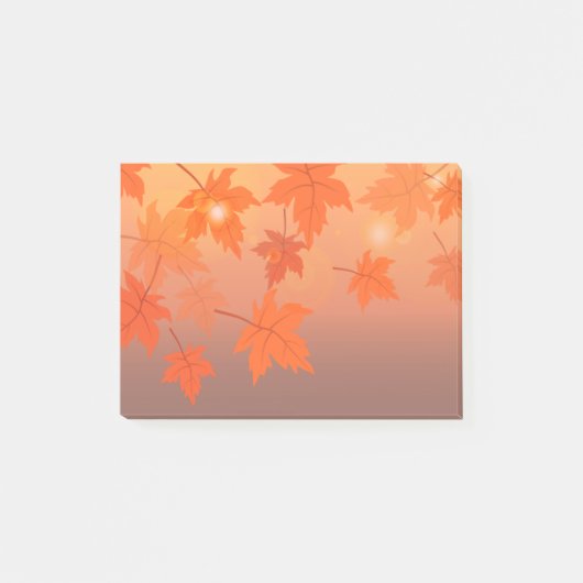Herfstontwerp met esdoornbladeren en bokeh-effect post-it® notes (Voorkant)
