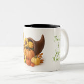 Herfstoogst – Bedankt en vreugdevolle momenten Tweekleurige Koffiemok (Voorkant rechts)