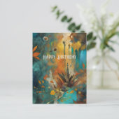 Herfstoogst Blauwgroen Rust Gold Abstract Verjaard Briefkaart (Staand voorkant)