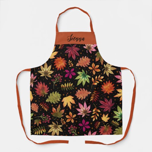 Herfstoogst herfstbladeren en gebladerte zwarte na schort (Voorkant)