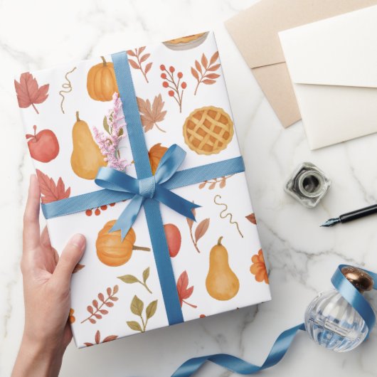 Herfstoogst – herfstbladeren, pompoenen & gezellig cadeaupapier (Geschenken)