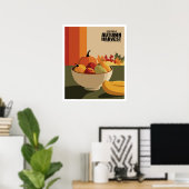 Herfstoogst - Modern Herfst Fruit en pompoenen Po Poster (Thuiskantoor)