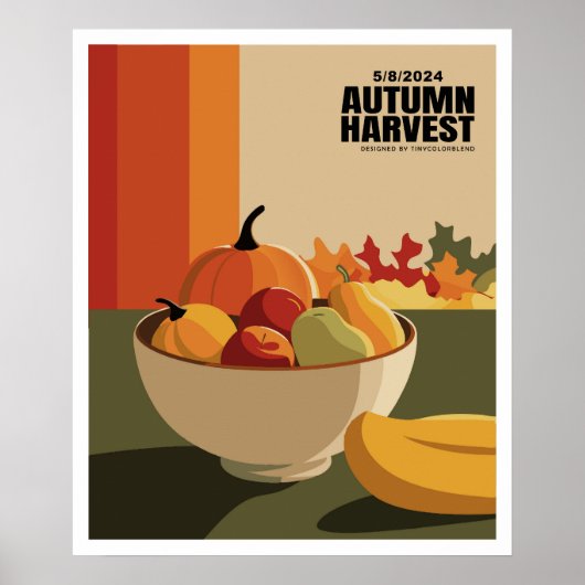 Herfstoogst - Modern Herfst Fruit en pompoenen Po Poster (Voorkant)