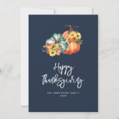 Herfstoogst Navy Blue Thanksgiving Feestdagenkaart (Voorkant)