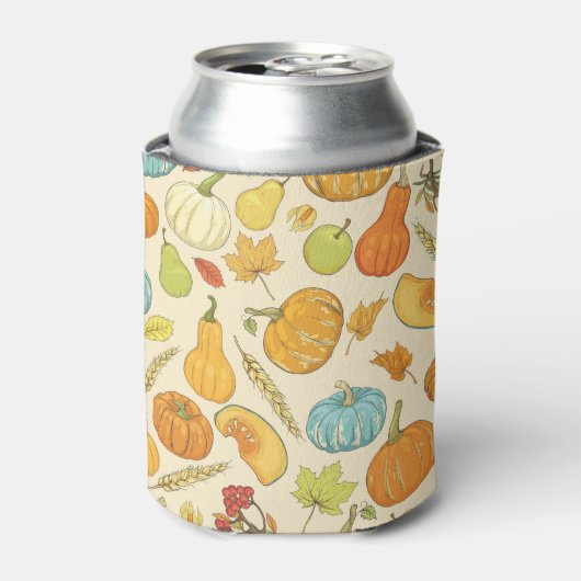 Herfstoogst: Pompoenen en bladeren Patroon Blikjeskoeler (Blikje Voorkant)