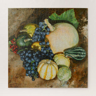 Herfstoogst Stilleven met pompoenen, kalebassen Legpuzzel
