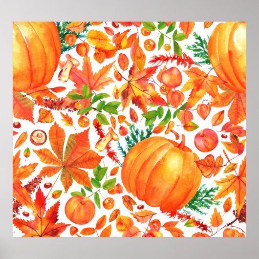 Herfstoogst: Waterverf Herfst Overvloed. Poster (Voorkant)