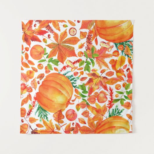 Herfstoogst: Waterverf Herfst Overvloed. Wandkleed (Voorkant (horizontaal))