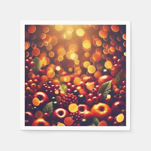 Herfstoogstfeest vruchten Bokeh Découpage Servet (Voorkant)