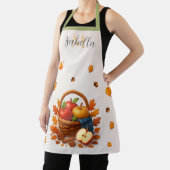 Herfstoogstmand met appels en bladeren schort (Insitu)