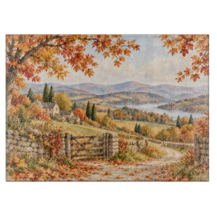 Herfstpad door het landschap Poster Snijplank