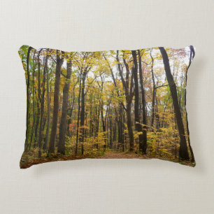 Herfstpad en gouden bladeren in Laurel Hill Park Accent Kussen
