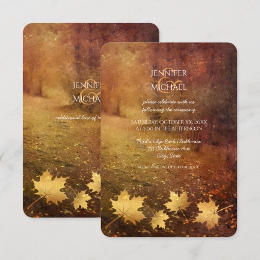 herfstpad esdoorn verlaat rustieke bruiloft recept kaart (Voorkant / Achterkant)