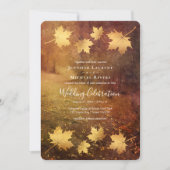 herfstpad esdoornbladeren rustieke bruiloft kaart (Voorkant)
