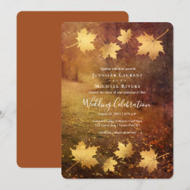 herfstpad esdoornbladeren rustieke bruiloft kaart