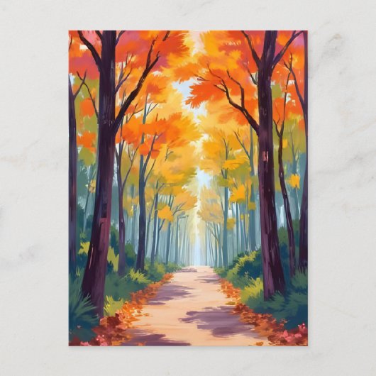 Herfstpad Herfst gebladerte schilderij Briefkaart (Voorkant)