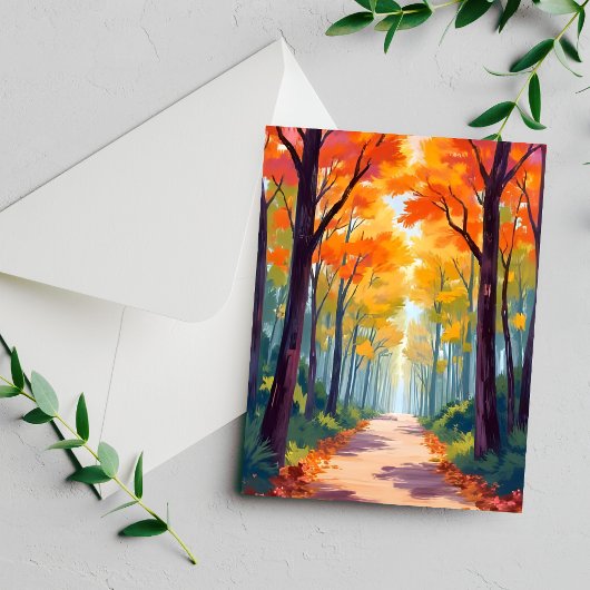 Herfstpad Herfst gebladerte schilderij Briefkaart