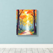 Herfstpad Herfst gebladerte schilderij Canvas Afdruk (Insitu (Houten vloer))