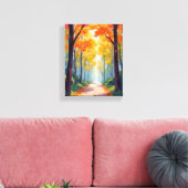 Herfstpad Herfst gebladerte schilderij Canvas Afdruk (Insitu (Woonkamer))