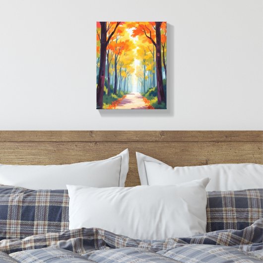 Herfstpad Herfst gebladerte schilderij Canvas Afdruk (Insitu (Slaapkamer))