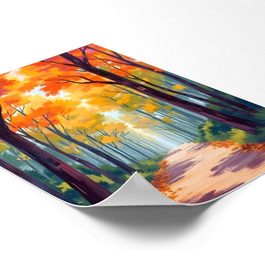 Herfstpad Herfst gebladerte schilderij Poster (Hoek)