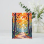 Herfstpad Herfst Loof Schilderij Feestdagenkaart (Staand voorkant)