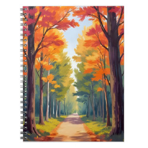 Herfstpad Herfstloof Aquarel Landschap Notitieboek