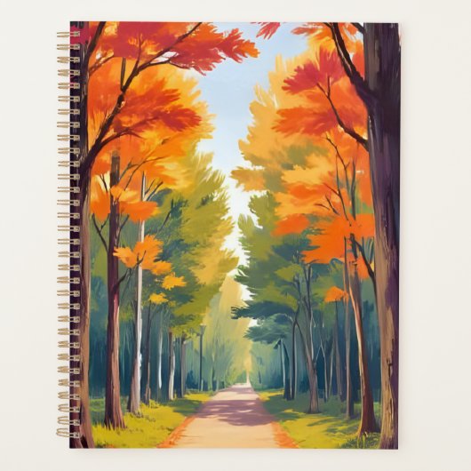 Herfstpad Herfstloof Aquarel Landschap Planner (Voorkant)