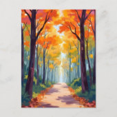 Herfstpad Herfstloof Schilderij Briefkaart (Voorkant)