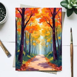 Herfstpad Herfstloof Schilderij Briefkaart