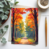 Herfstpad Herfstloof Schilderij Briefkaart