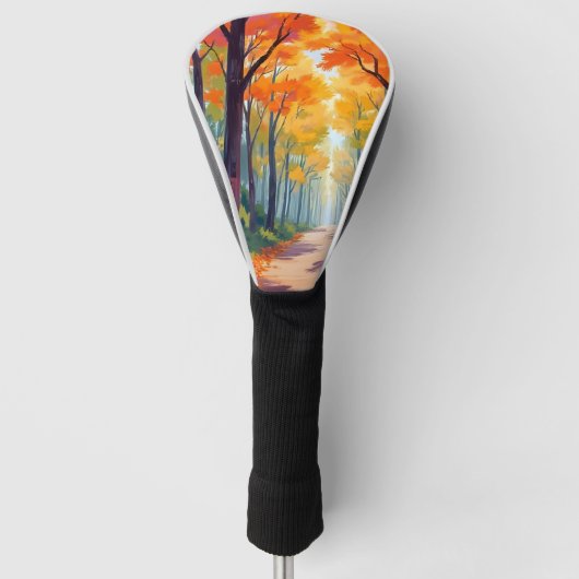 Herfstpad Herfstloof Schilderij Golfheadcover (Voorkant)