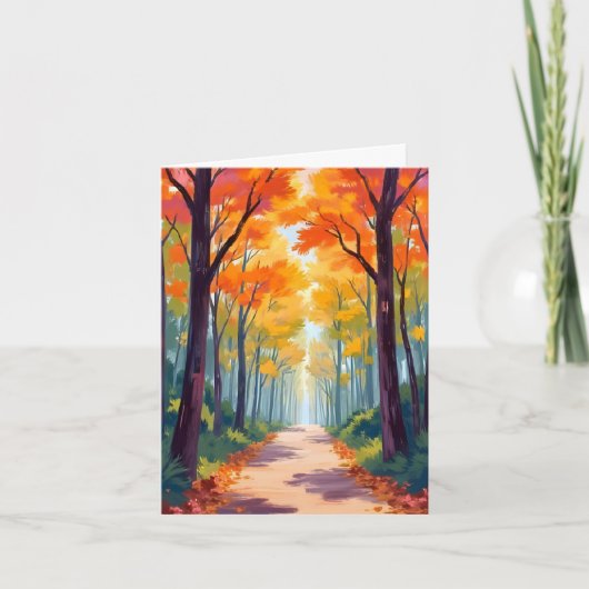 Herfstpad Herfstloof Schilderij Kaart (Voorkant)