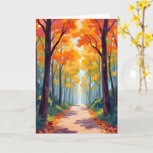 Herfstpad Herfstloof Schilderij Kaart