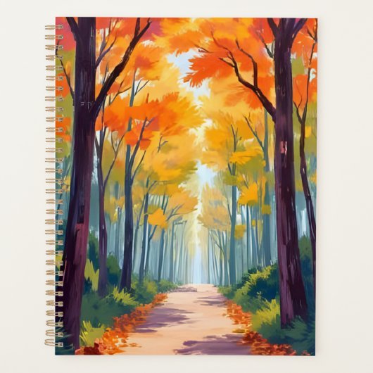 Herfstpad Herfstloof Schilderij Planner (Voorkant)