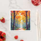 Herfstpad Herfstloof Schilderij Servet (Insitu)
