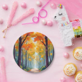 Herfstpad herfstloofschildering papieren bordje (Feest)