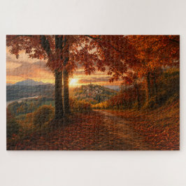 Herfstpad naar een dorp in Piemont–Legpuzzel Legpuzzel