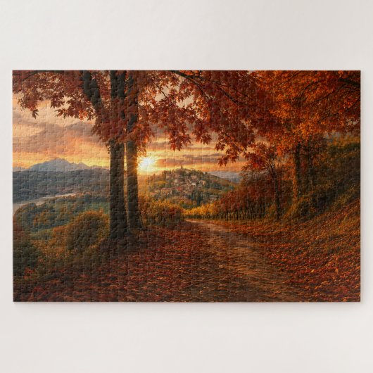 Herfstpad naar een dorp in Piemont–Legpuzzel Legpuzzel (Horizontaal)