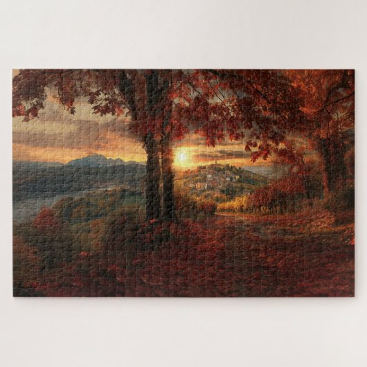 Herfstpad naar een dorp in Piemonte–Legpuzzel Legpuzzel (Horizontaal)