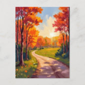 Herfstpad | Rode Bladeren Natuur Landschap Briefkaart (Voorkant)
