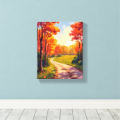 Herfstpad | Rode Bladeren Natuur Landschap Canvas Afdruk (Insitu (Houten vloer))