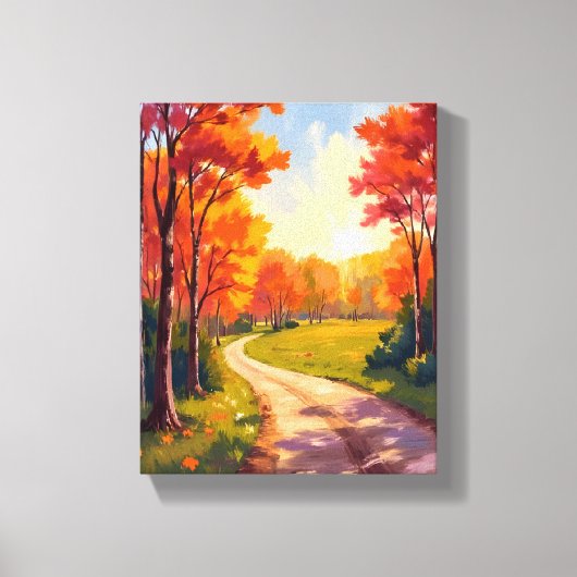 Herfstpad | Rode Bladeren Natuur Landschap Canvas Afdruk (Voorkant)