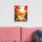 Herfstpad | Rode Bladeren Natuur Landschap Canvas Afdruk (Insitu (Woonkamer))