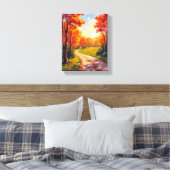 Herfstpad | Rode Bladeren Natuur Landschap Canvas Afdruk (Insitu (Slaapkamer))