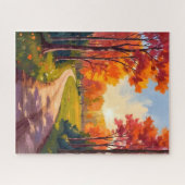 Herfstpad | Rode Bladeren Natuur Landschap Legpuzzel (Horizontaal)