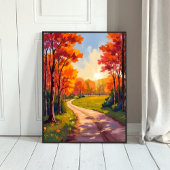 Herfstpad | Rode Bladeren Natuur Landschap Poster