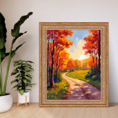 Herfstpad | Rode Bladeren Natuur Landschap Poster