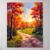 Herfstpad | Rode Bladeren Natuur Landschap Poster (Voorkant)